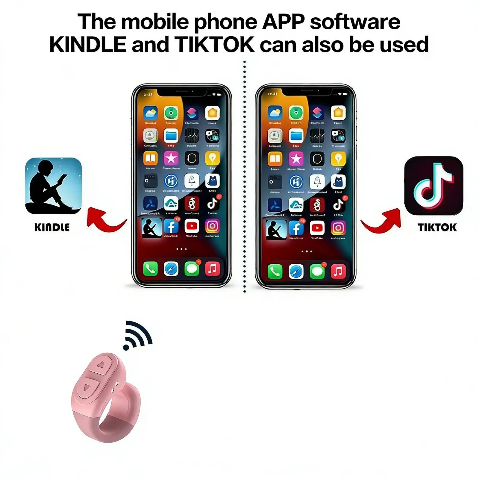 New Tiktok Scrolling Fingertip Air Mouse Ring Bluetooth Multi-Functional Kindle Page Turner Shutter Controller Phone/Ipad Holder