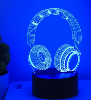 3D Visual Headphones Night Light - USB Touch Control, 7 Colors, Perfect for Game Rooms & Bedrooms, Ideal Gift!